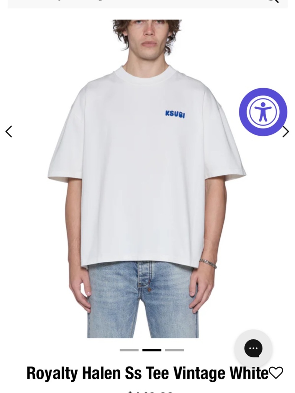 Ksubi Vintage White Short Sleeve Tee with Blue Logo
